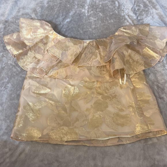 NWT Lilly Pulitzer Trixie one shoulder blouse in gold - Picture 6 of 6